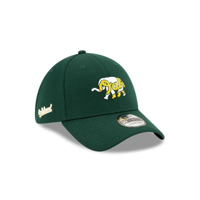 Green Oakland Athletics Hat - New Era MLB 2021 Spring Training 39THIRTY Stretch Fit Caps USA8710963